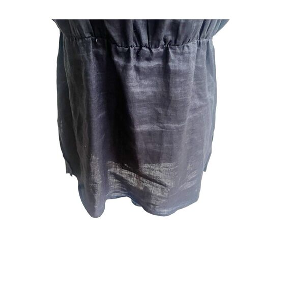 Carol Little 100% Linen Tunic Black Beaded Deep V Neckline XL Party Cocktail - Picture 8 of 11